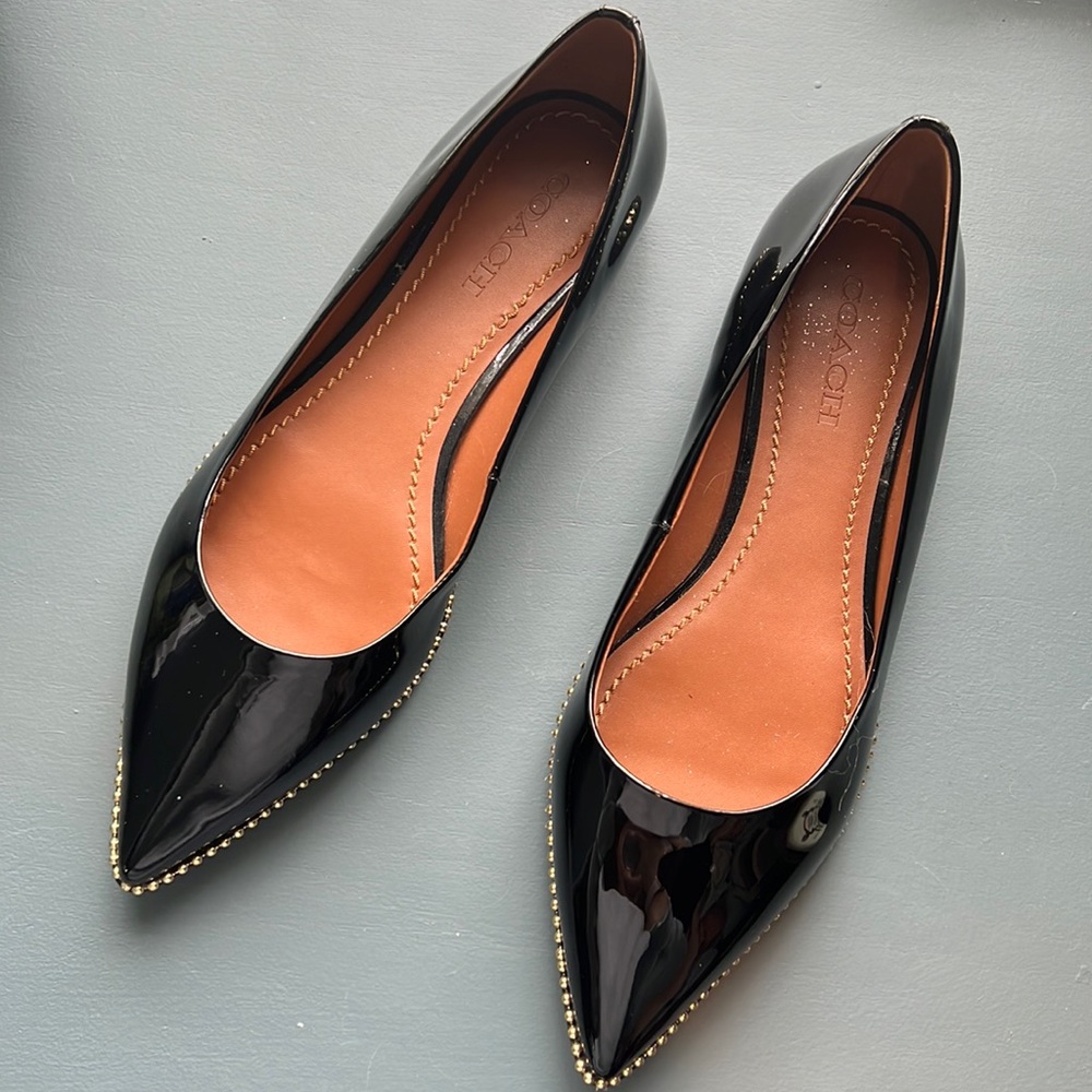Black Patent Leather Coach Flats 9.5